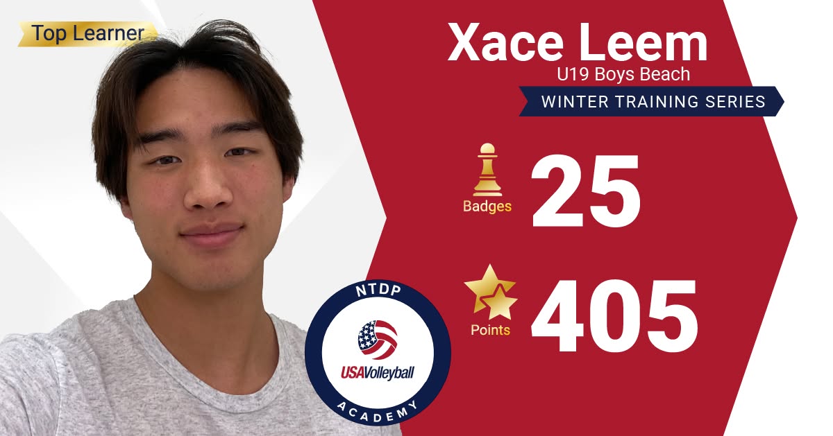 Xace Leem playing for USA Volleyball NTDP Academy